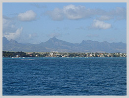 The Grand Baie coast viewed from the sea