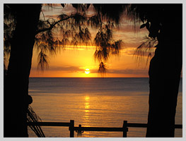 Sunset over the ocean in Pereybère